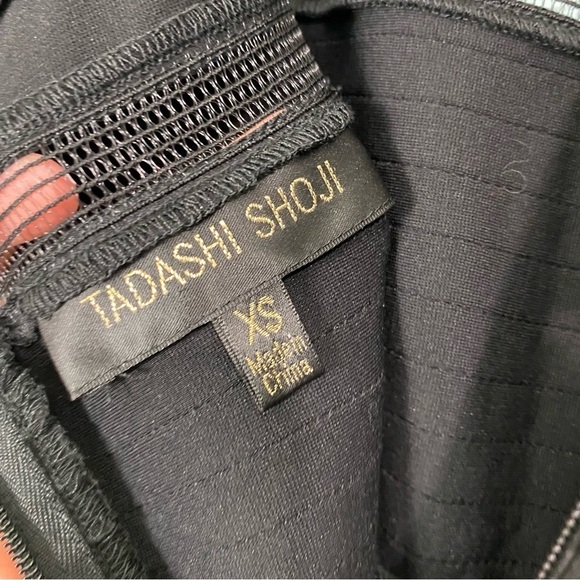 Tadashi Shoji Illushion Mesh Stripe Evening Gown Sz XS Black Maxi‎ - Picture 8 of 8